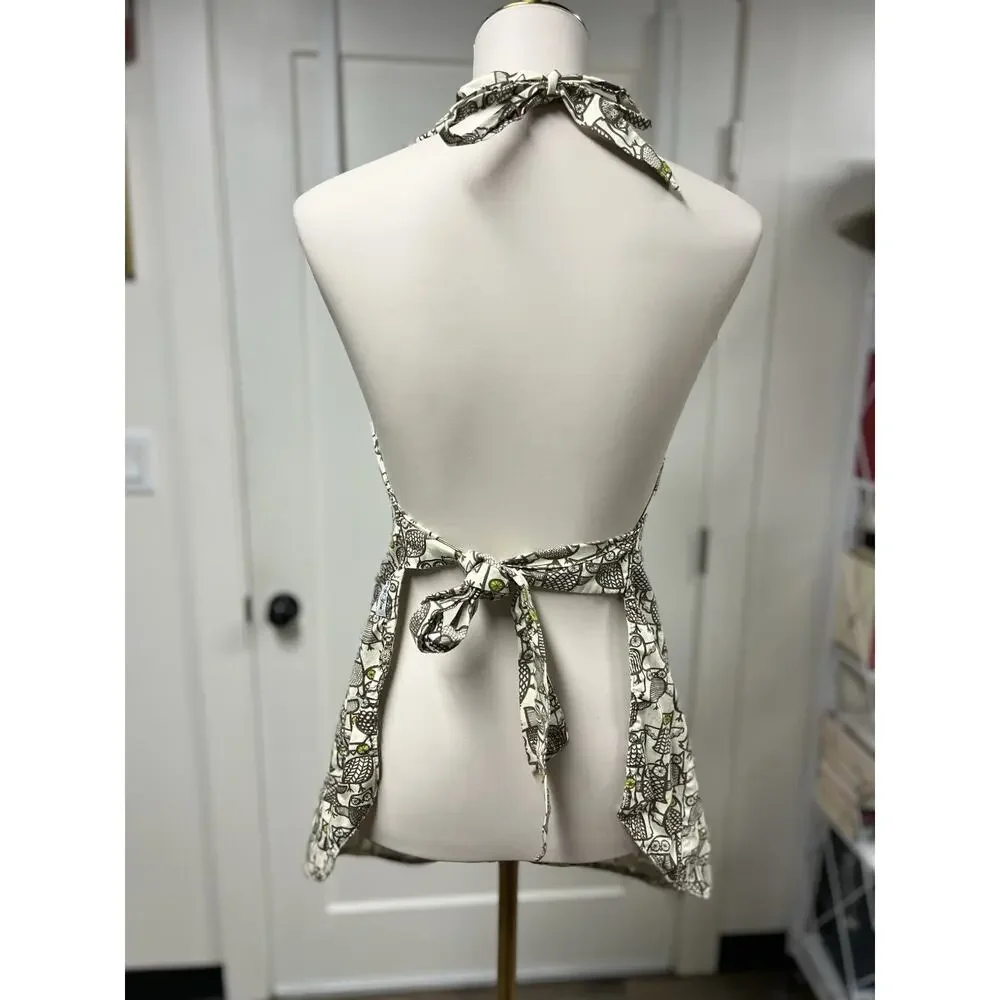 Kitsch N Glam Vintage Inspired Owl Crop Apron with Pockets